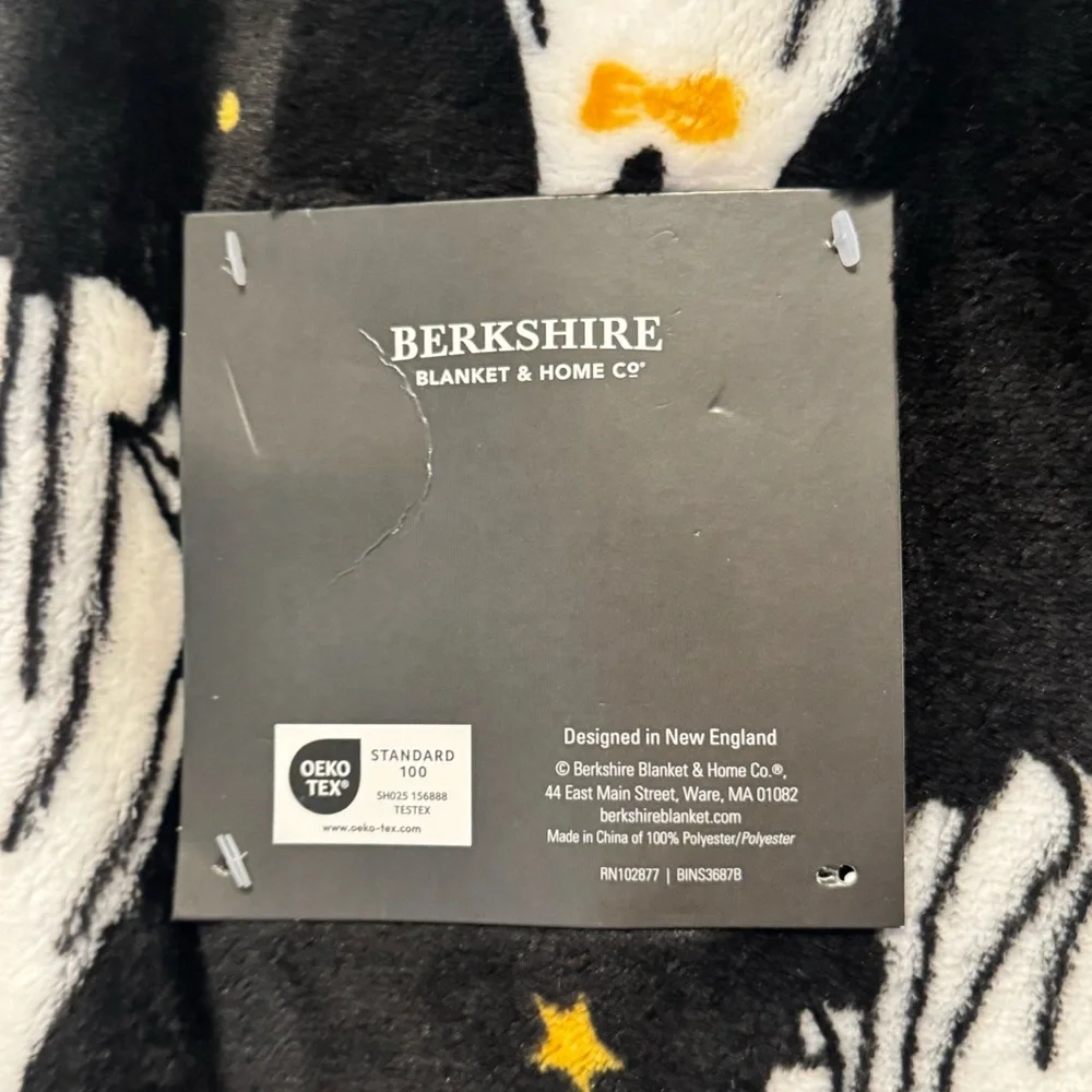 HALLOWEEN 👻 Berkshire Goblinville plush throw black with ghosts. 50x70 NWT